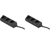UNITEC Multiprise de Table 3 Prises 5 m H05VV-F 3G1,5 mm² Noir (Lot de 2)