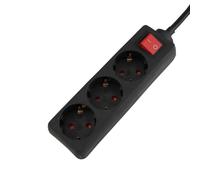 UNITEC Multiprise de table à 3 prises avec interrupteur, multiprise, câble de 1,4 m, noir