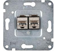 UNITEC Prise LAN pour Montage encastré, pour connecter 2 câbles de Pose réseau, Compatible avec Les caches TAE, Prise réseau CAT6, Argent