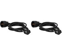 UNITEC Rallonge Schuko H05VV-F3G - 1,5 mm² - IP20-2 m - Noir (Lot de 2)