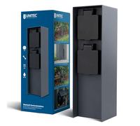 UNITEC Répartiteur de prise pour le jardin, colonne de prise, prise extérieure, acier inoxydable IP 44, 2 prises