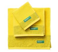 UNITED COLORS OF BENETTON. Set 3PC Towel (Guest 30X50CM + Hand 50X90CM + Bath 70X140CM) 450GSM 100% Cotton Yellow Rainbow BE Serviette de Bain, Jaune, 35 x 26 x 9 cm