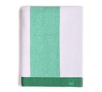 UNITED COLORS OF BENETTON. Rainbow | Serviette de Plage à Rayures | 90 x 160 cm | séchage Rapide | Ultra Douce | Serviette de Piscine Lavable en Machine | Blanche et Verte