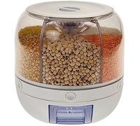United Entertainment Distributeur d'aliments secs à 6 compartiments - Tasse doseuse, rotation à 360°, pas de désordre, pas d'insectes, distribution facile à un seul bouton - Parfait pour les céréales