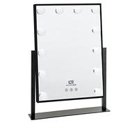 United Entertainment Miroir de Maquillage Hollywood avec éclairage LED dimmable, Miroir Noir de Table avec 12 LED, Rotatif à 360 degrés, Miroir cosmétique avec Commande Tactile Intelligente, 30x40 cm