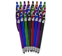 United Fin Jet Stylet avec Stylo à Bille pour Universel Tous Les appareils à écran Tactile, iPhone 6 S Plus, Samsung, Nexus, iPad, tablettes, Rouge/Bleu/Vert/Orange/Violet - 24 Pièces