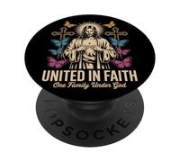 United in Faith Vintage Jésus Christian Streetwear PopSockets PopGrip Adhésif