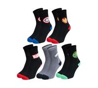 United Labels 5 Paires de Chaussettes Marvel pour Homme, Noir Gris, 40-45, Chaussettes Homme Avengers, Bas pour Homme, noir/gris, 40-45