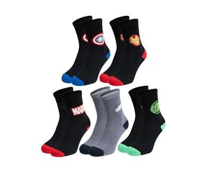 United Labels 5 Paires de Chaussettes Marvel pour Homme, Noir Gris, 40-45, Chaussettes Homme Avengers, Bas pour Homme, noir/gris, 40-45