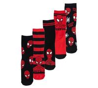 United Labels 5 Paires de Chaussettes Marvel Spiderman pour Homme, Noir Rouge, 40-45, Chaussettes pour Homme, Bas pour Homme, noir/rouge, 40-45
