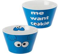 United Labels 5, rue Sésame Macaron le glouton - Me want cookies Bol à céréales Saladier bleu en porcelaine 500 ml