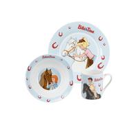 United Labels Bibi & Tina Ensemble de vaisselle pour enfant 3 pièces en porcelaine avec assiette Ø 19 cm, tasse 220 ml et bol 330 ml Bleu