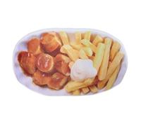 Currywurst & Frites Coussin de décoration canapé Décoratif 50 x 28 x 14 cm