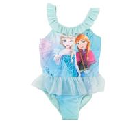 United Labels Disney La Reine des Neiges Maillot de bain pour fille avec volants Elsa & Anna Frozen Bleu Maillot de bain pour enfant, bleu, 122-128
