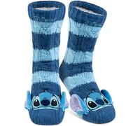 United Labels Disney Lilo & Stitch Chaussettes douillettes pour femme, bleues, taille unique 38-43, chaussettes stoppeurs moelleuses avec doublure sherpa, chaussettes chaudes, chaussettes de refuge