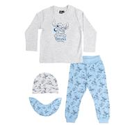 United Labels Disney Lilo & Stitch coffret bébé Ohana unisexe - pull, pantalon, bonnet & bavoir, gris/bleu (86-92)