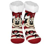 United Labels Disney Mickey Mouse Chaussettes douillettes pour femmes, rouge et blanc, XOXO, chaussettes antidérapantes duveteuses, chaussettes d'hiver, chaussettes chaudes, chaussettes de chalet