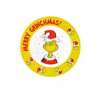 United Labels Grinch Assiette de Noël 26,5 cm Vert Merry Grinchmas en Céramique pour Biscuits, Noël et Avent