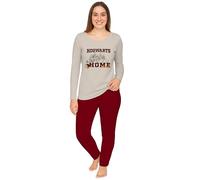 United Labels Harry Potter Pyjama long pour femme, beige rouge, Poudlard is My Home, ensemble pyjama à manches longues et pantalon, pyjama pour femme, beige/rouge, XL