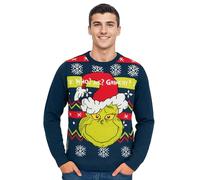 United Labels Le Grinch Pull de Noël pour Hommes et Femmes, Bleu, Who Me Grinchy, Pull en Tricot d'Hiver, Pull Unisexe, bleu, XL