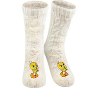 United Labels Looney Tunes Tweety Chaussettes douillettes pour femmes, Blanc, chaussettes d’arrêt douillettes, chaussettes chaudes, chaussettes de chalet, Blanc., 35-38