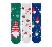 United Labels Lot de 3 paires de chaussettes Père Noël pour garçons et filles - Chaussettes d'hiver pour enfants, Bleu/vert/gris, 23-26