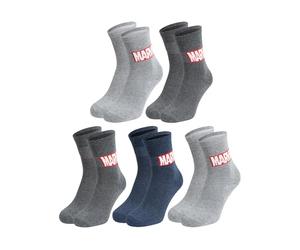 United Labels Lot de 5 paires de chaussettes Marvel pour homme, gris bleu, 40-45, chaussettes pour homme, logo Marvel, gris/bleu, 40-45