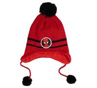 United Labels Marvel Spiderman Bonnet d'hiver pour garçon Rouge Bonnet tricoté avec pompon Bonnet à pompon pour enfant avec cache-oreilles et cordons