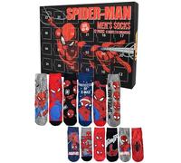 United Labels Marvel Spiderman Calendrier de l'Avent avec 12 paires de chaussettes pour homme, taille 40-45, calendrier avec baskets et chaussettes longues, calendrier de Noël, cadeau