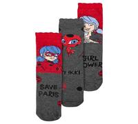 United Labels Miraculous Ladybug Lot de 3 paires de chaussettes pour fille Gris/rouge, gris/rouge, 27-30