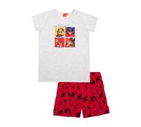 United Labels Miraculous Pyjama pour Filles - Ladybug Ensemble Pyjama Enfants Manches Courtes Haut avec Pantalon Gris/Rouge (DE/NL/SE/PL, Numérique, 134, 140, Regular, Gris/Rouge)