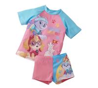 Paw Patrol Ensemble de natation, protection UV 50+, pour fille, maillot de bain et short 2 pièces, rose, Rose/bleu, 110 cm-116 cm