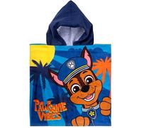 United Labels Paw Patrol - Pawsome Vibes Poncho de Bain pour garçon Serviette Enfant Serviette de Bain avec Capuche 100% Coton 50 x 100 cm Bleu