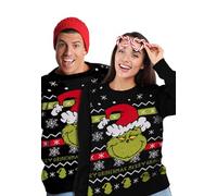 United Labels Pull de Noël Grinch Unisexe, Noir, Pull en Tricot d'Hiver, Pull pour Hommes et Femmes, Noir , XL