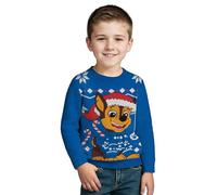 United Labels - Pull de Noël Paw Patrol Chase, Bleu, Pull en tricot d'hiver pour garçon, Pull moche de Noël, bleu, 122-128