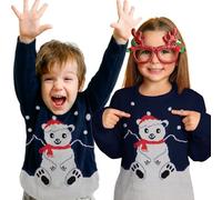 United Labels Pull de Noël pour Enfants, Ours Polaire, Bleu, 98 104, Ugly Christmas Sweater, Pulls, Pulls d'hiver en Tricot pour garçons et Filles