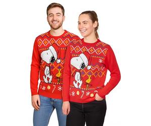 United Labels - Pull de Noël Snoopy des Peanuts Unisexe, Rouge, Pull d'hiver en tricot, Ugly Christmas Sweater pour femmes et hommes, rouge, XL
