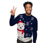 United Labels Pull d'hiver ours polaire Ugly Sweater pour homme Bleu 100 % polyacrylique, bleu, XXL grande taille