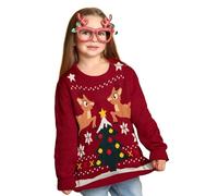 United Labels Pull d'hiver pour enfants, rennes, rouge, Ugly Sweater, pour garçons et filles, rouge, 98-104