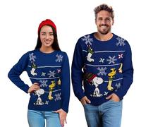 United Labels Pullover Snoopy d'hiver unisexe, bleu, pull d'hiver en tricot, pull pour hommes et femmes, bleu, L