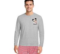 United Labels Pyjama Mickey Mouse pour homme - X-Mas Mickey - Ensemble pyjama à manches longues avec pantalon gris/rouge