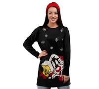 United Labels Robe tricotée Looney Tunes pour femmes, Sylvester et Tweety, Noir, Robe manches longues, Robe d'hiver, Noir , M