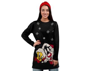 United Labels Robe tricotée Looney Tunes pour femmes, Sylvester et Tweety, Noir, Robe manches longues, Robe d'hiver, Noir , M