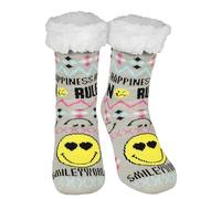 United Labels Smileyworld Chaussettes de chalet - Smiley Chaussettes d'intérieur pour femmes Chaussettes douillettes Chaussettes d'hiver chaudes Gris, Adulte, Femme, Numérique (de/à), M, 35, 38