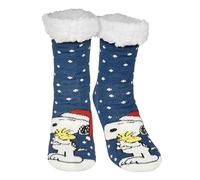 United Labels Snoopy Chaussettes d'intérieur - Chaussettes d'hiver moelleuses pour femmes Bleu/Blanc, Adulte, Femme, EU 35-38 (Small), 4 Count