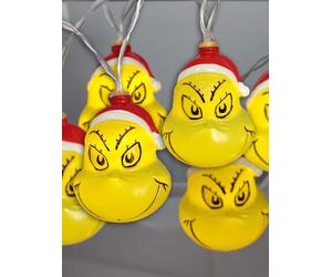 United Labels The Grinch Guirlande lumineuse LED 2m avec 10 LED blanc chaud fonctionne sur piles Décoration pour l'intérieur Connexion USB-C