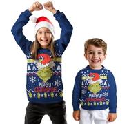 United Labels The Grinch Pull de Noël pour Enfants - Merry Grinchmas Pull d'hiver tricoté Sweat Ugly Christmas Sweater Noël Bleu (DE/NL/SE/PL, Numérique, 98, 104, Regular, Bleu)