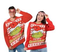United Labels The Grinch Pull de Noël Unisexe - Merry Grinchmas Pull d'hiver tricoté Sweat Ugly Christmas Sweater pour Hommes & Femmes Rouge (DE/NL/SE/PL, Alphanumérique, S, Regular, Regular, Rouge)