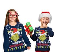 United Labels The Grinch Pullover de Noël pour Enfants - Merry Grinchmas Pullover d'hiver tricoté Sweat-Shirt Ugly Christmas Sweater Noël Bleu (DE/NL/SE/PL, Numérique, 146, 152, Regular, Bleu)