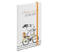 United Labels The Peanuts Snoopy - Aventure Cahier de notes cartonné Ligné 80 feuilles avec élastique Blanc 13 x 21 cm